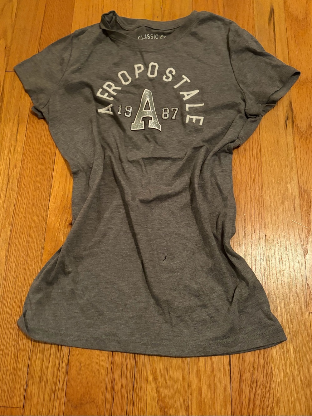 Aeropostale Heather Gray Graphic Logo Short Sleeve Tee